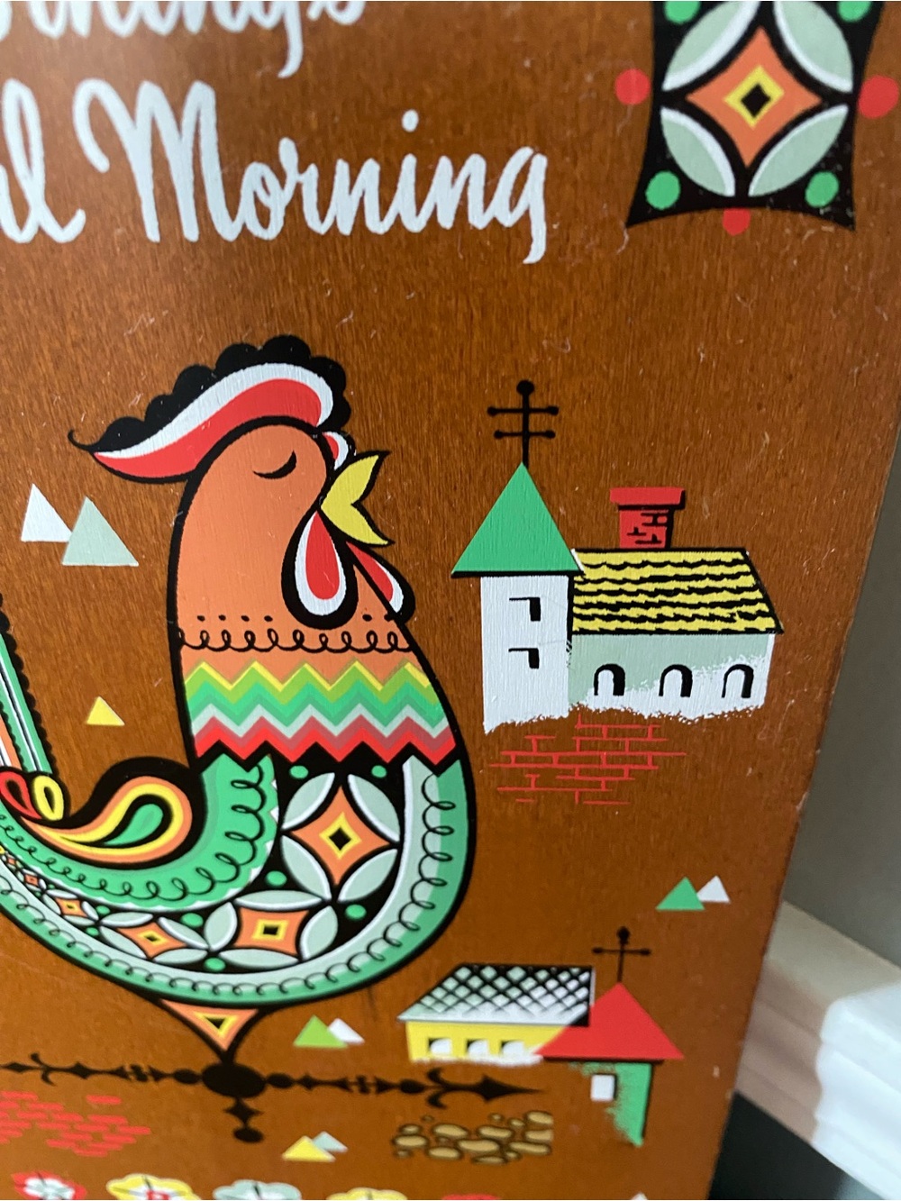 Vtg MCM Berggren Trayner Swedish Folk Art Wood Cutting Board Rooster Wall Art - Picture 7 of 14